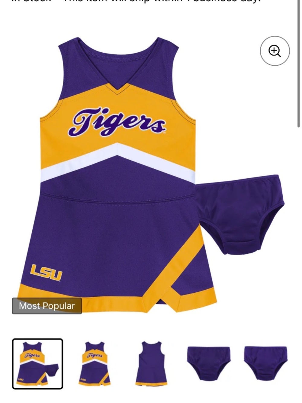 LSU Tigers Girls Two-Piece Cheerleading Dress